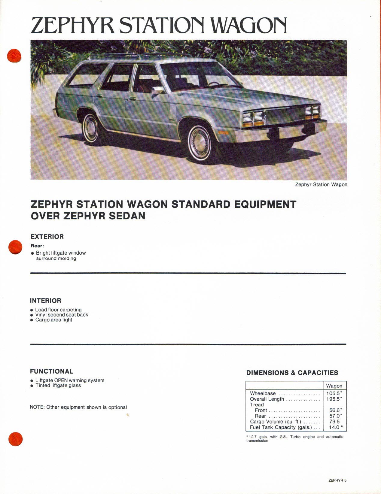 1980 Mercury Zephyr Fact Book Page 21